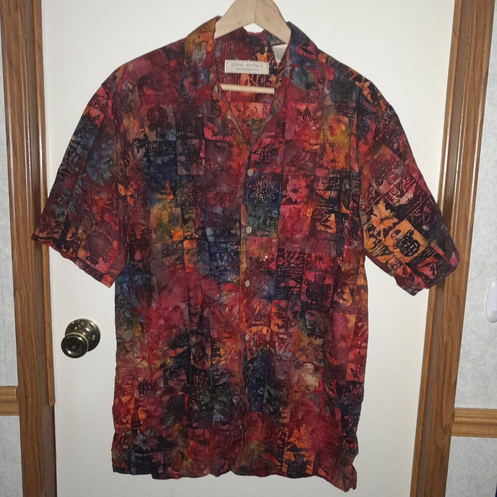 Vintage ISLAND REPUBLIC Men's Multicolored Hawaiian Shirt Size M